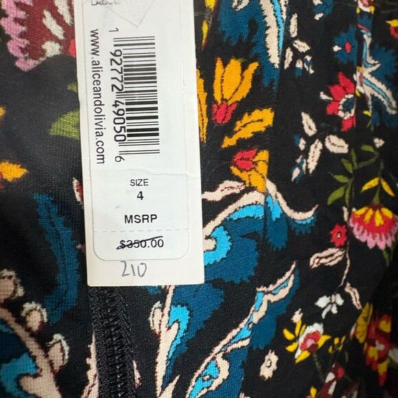 Alice + Olivia Dress Santa Monica Delora Crew Neck Midi Bodycon size 4 NWT $350 - Picture 4 of 4